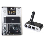 Разветвитель электропитания от прикуривателя WF-0100 на 3 гнезда, 1USB-порт, складной-100