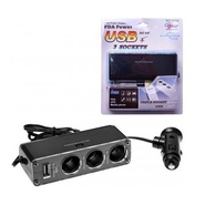 Разветвитель электропитания от прикуривателя WF-0096 на 3 гнезда, 1 USB порт-120